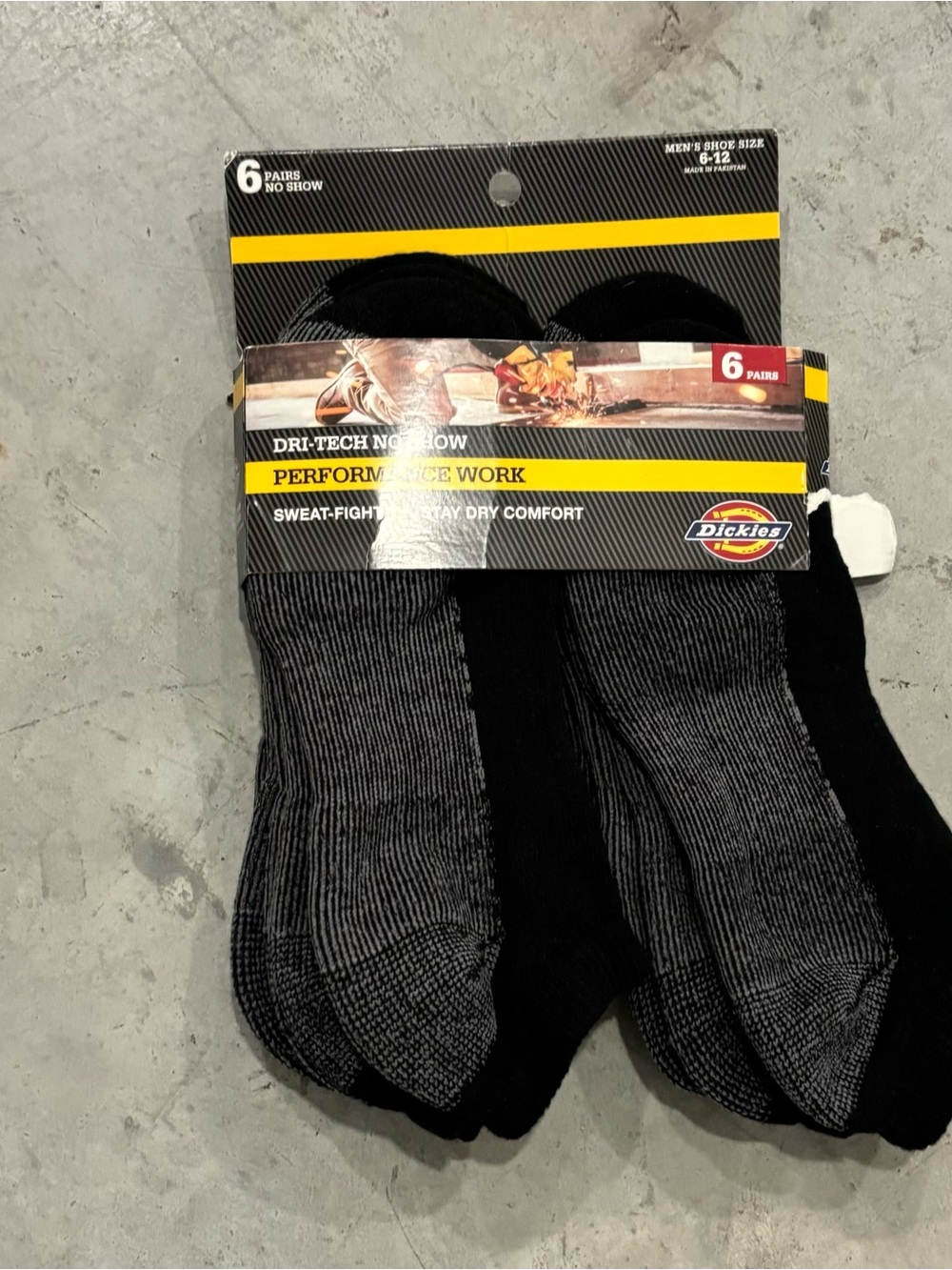 Dickies Men's No-Show/ankle Socks - Black/Grey (5 brand new from a 6 Pack)